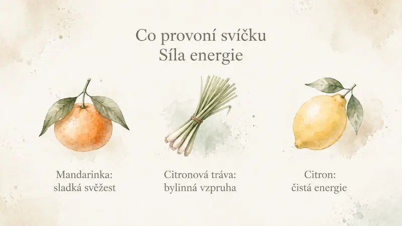 citrusy a svíčka na pracovním stole